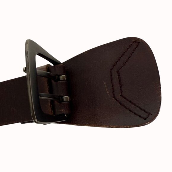 Simply Vera Wang Leather Belt Size M Brown Double Prong VTG Military Style Rare - Picture 8 of 16